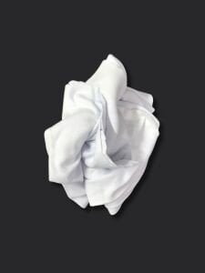 Beyaz Hafif Şardonlu Dar Enli İnterlok Kumaş, Parça 250x70 cm (HAFİF KİRLİ)