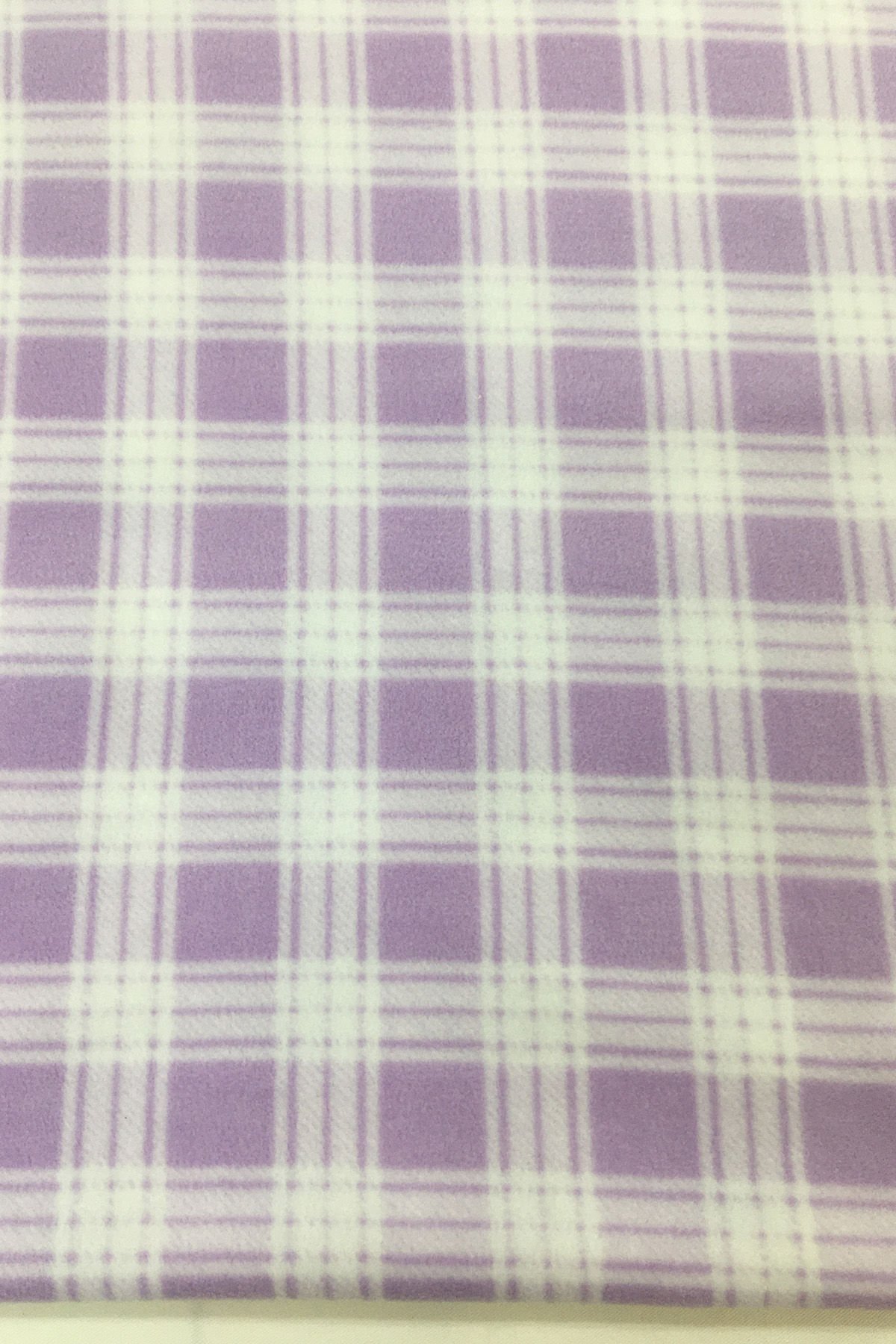 Lila Ekru Ekose Desenli Polar Kumaş