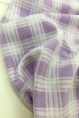 Lila Ekru Ekose Desenli Polar Kumaş