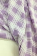 Lila Ekru Ekose Desenli Polar Kumaş