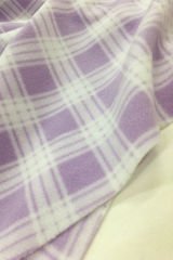 Lila Ekru Ekose Desenli Polar Kumaş