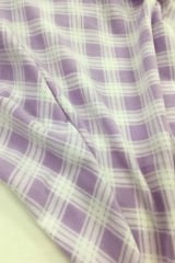 Lila Ekru Ekose Desenli Polar Kumaş