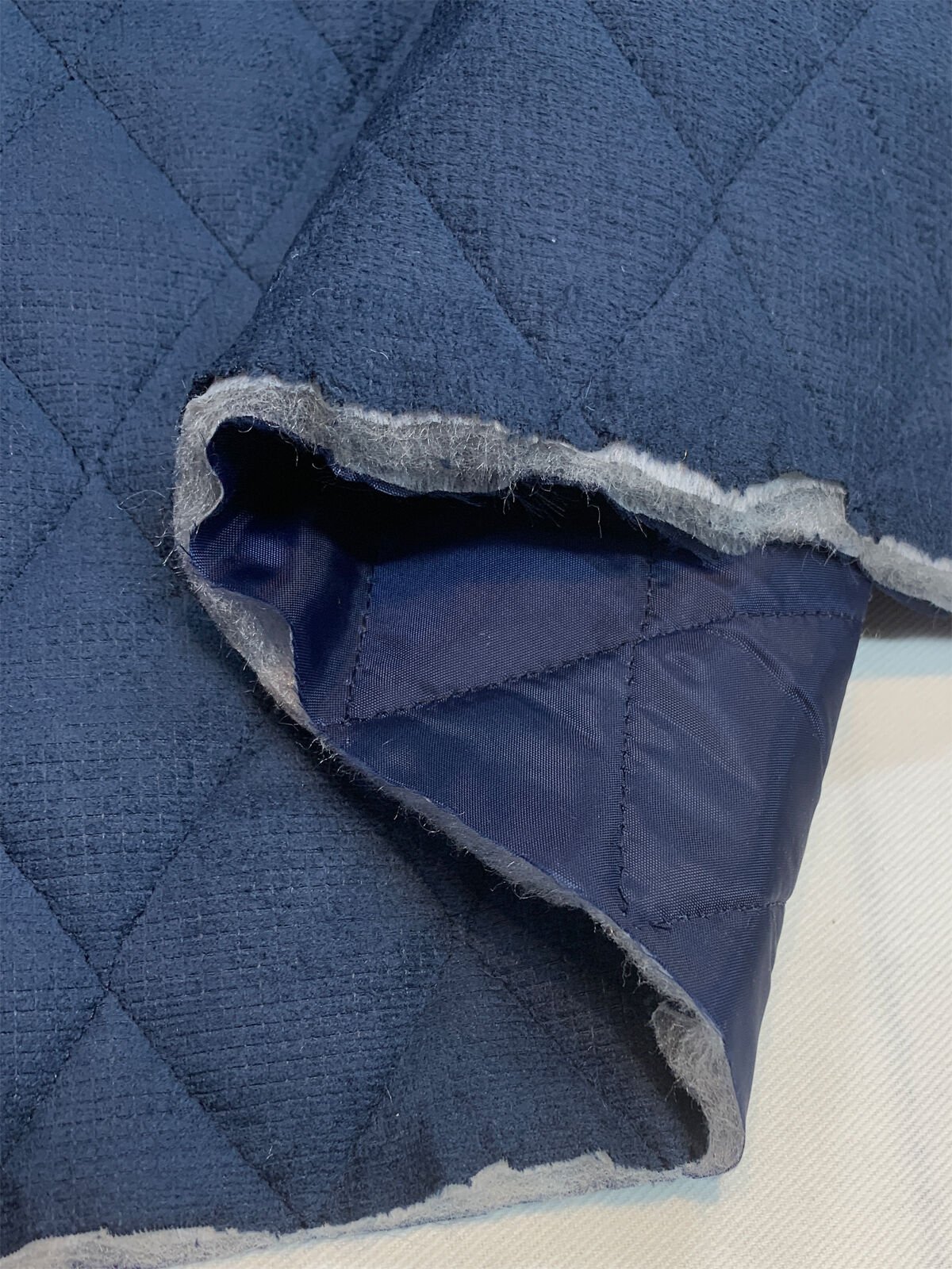 Kapitone Kumaş Süet Dokulu Astarlı - Lacivert Renk