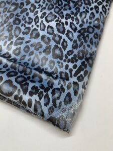 Jakarlı Monaray Kumaş, Parça 450x150 cm Mavi Leopar
