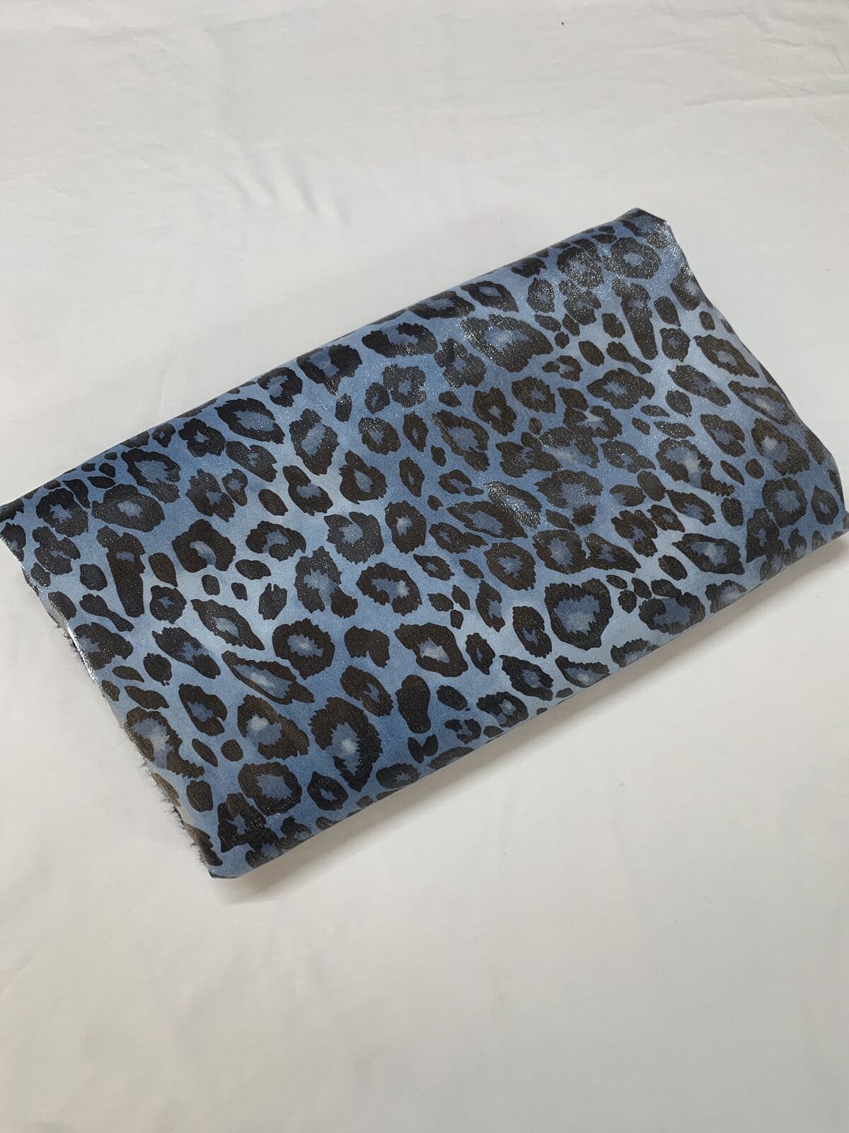 Jakarlı Monaray Kumaş, Parça 450x150 cm Mavi Leopar