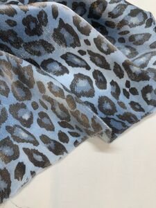 Jakarlı Monaray Kumaş, Parça 450x150 cm Mavi Leopar