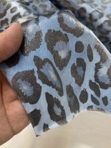 Jakarlı Monaray Kumaş, Parça 450x150 cm Mavi Leopar