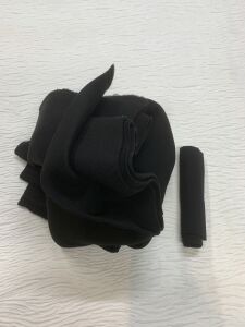 Ribanalı Şardonlu 3 İplik Kumaş, Parça 80x190 cm Siyah