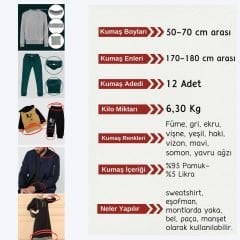 Ribana Kumaş Seti, Boyları 50-70 cm arası 12 adet