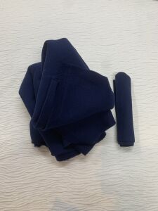 Ribanalı Şardonlu 3 İplik Kumaş, Parça 95x190 cm Lacivert