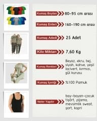 Süprem Kumaş Penye Seti, Boyları 80-95 cm arası 25 adet