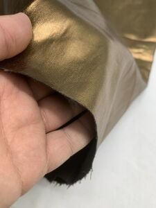 Deri Görünümlü Esnek Kot Kumaş Parça 50x140 cm Gold