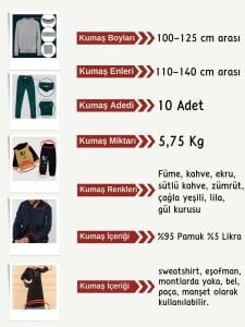 Ribana Fitilli Kumaş Seti, Boyları 100-125 cm arası 10 adet