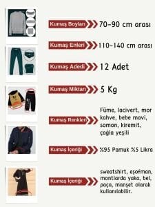 Ribana Fitilli Kumaş Seti, Boyları 70-90 cm arası 12 adet