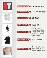 Bebe Ribanası Penye Kumaş Seti, Boyları 70-90 cm arası 20 adet