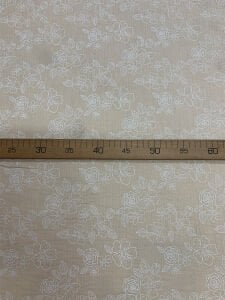 Sütlü Kahve Beyaz  Desenli Müslin Kumaş - Küçük Çiçek Desen