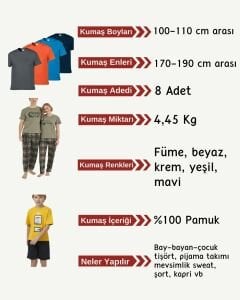 Tok Süprem Kumaş Penye Seti, Boyları 100-110 cm arası 8 adet