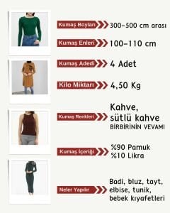İnce Kaşkorse Esnek Kumaş Seti, Boyları 300-500 cm arası 4 adet