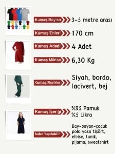 Lakost Kumaş İnce Esnekk Seti, Boyları 3-5 metre arası 4 adet
