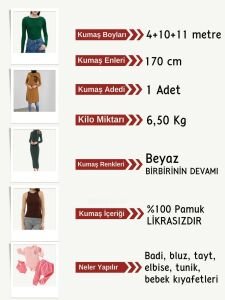 Beyaz İnce Kaşkorse Kumaş Seti, Boyları 4-10-11 metre 3 adet