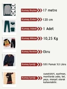 Ekru Kaşkorse (Ribana) Kumaş Seti, Boyu 17 metre 1 adet