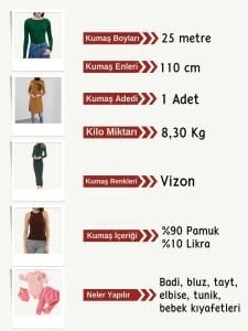 İnce Kaşkorse Esnek Kumaş Seti, Boyu 25 metre 1 Top Vizon Rengi
