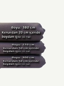 Füme Kaşkorse (Ribana) Kumaş Seti, Boyları 270-300-380 cm 3 adet (İĞNE İZİ VAR)
