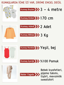 Bebek Kumaşları - İnterlok Kumaş Penye Seti, Boyları 3 - 4 metre 2 adet (İĞNE İZİ VAR)