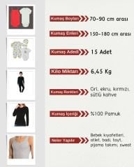Esnek Bebe Ribanası Penye Kumaş Seti, Boyları 70-90 cm arası 15 adet