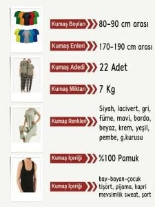 Süprem Kumaş Penye Seti, Boyları 80-90 cm arası 22 adet