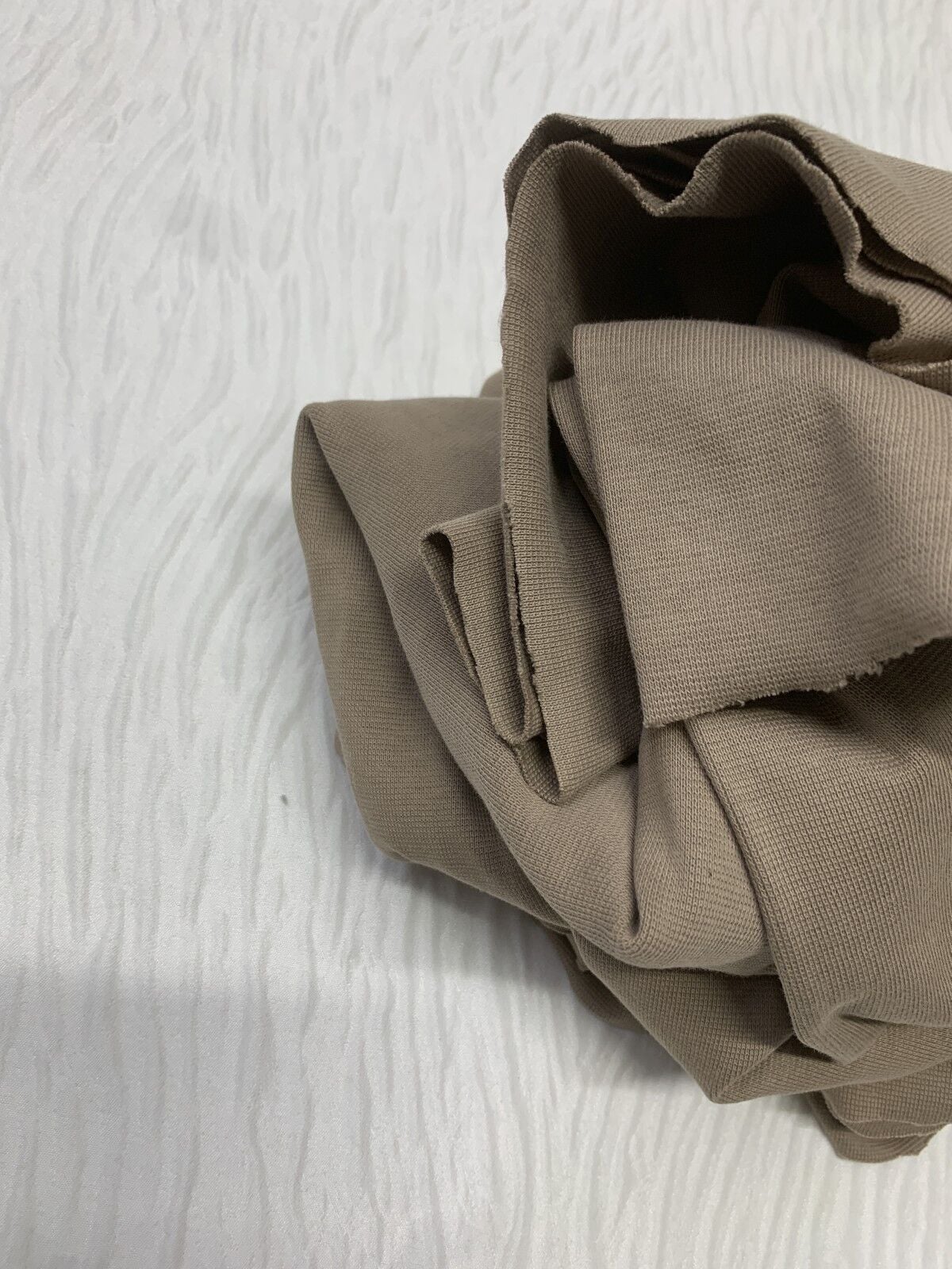 İnce Ribana Kumaş - Parça 70x190 cm - Sütlü Kahve