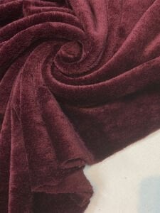Bordo Peluş Kumaş Çift Taraflı - Yumuşak Tok Doku