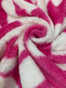 Pembe Beyaz Desenli Welsoft Kumaş Çift Taraflı -  Yumuşak Tok Doku