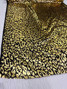 Gold Leopar Desenli Şifon Kumaş
