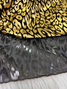 Gold Leopar Desenli Şifon Kumaş