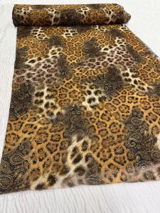Leopar Şal Desenli Şifon Kumaş