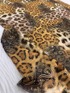 Leopar Şal Desenli Şifon Kumaş