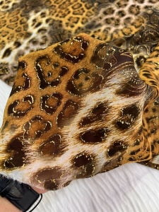 Leopar Şal Desenli Şifon Kumaş