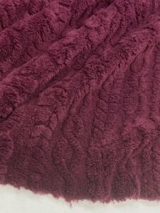 Kendinden Desenli Bordo Welsoft Kumaş Çift Taraflı -  Yumuşak Tok Doku