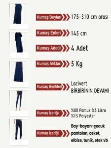 Kot Kumaş Seti Hafif Esnek Dökümlü, Boyları 175-310 cm arası 4 adet