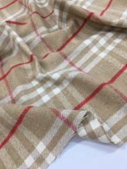 Dış Giyimlik Sütlü Kahve Ekose Kumaş Kışlık