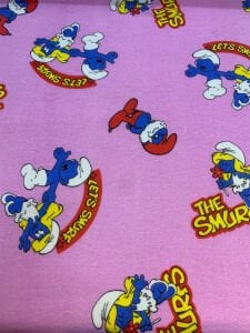 Pazen Kumaş - Şirinler Desenli, En: 90 cm