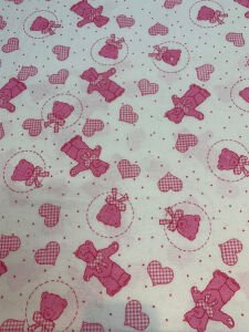 Pazen Kumaş - Pembe Ayıcıklı Desenli, En: 90 cm