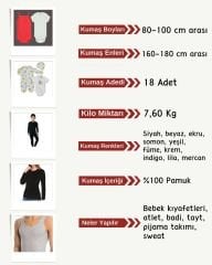 Bebe Ribanası Penye Kumaş Seti, Boyları 80-100 cm arası 18 adet