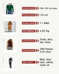 Badilik Kaşkorse Kumaş Seti, Boyları 100-120 cm arası 11 adet