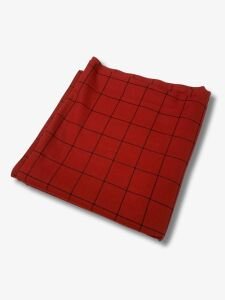 Kırmızı Ekose Dış Giyimlik Kaşmirli Klasik Kumaş, Parça 270x135 cm