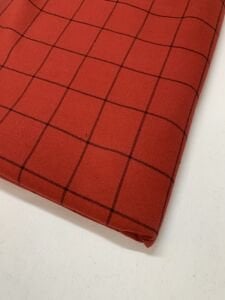 Kırmızı Ekose Dış Giyimlik Kaşmirli Klasik Kumaş, Parça 270x135 cm