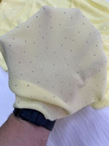 Sarı Taşlı İnce Krep Kumaş - Taşlı Kobe Krep