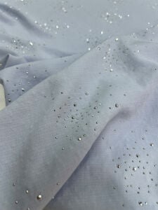 Açık İndigo Mavi Küme Taşlı Keten Görünümlü Kumaş