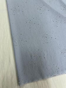 Açık İndigo Mavi Küme Taşlı Keten Görünümlü Kumaş